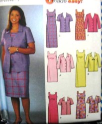 7076  Simplicity EZ SLEEVELESS DRESS LENGTHS, BACK TIE SS-LS JACKET PATTERN 8-14; 16-22 UNCUT CHOICE
